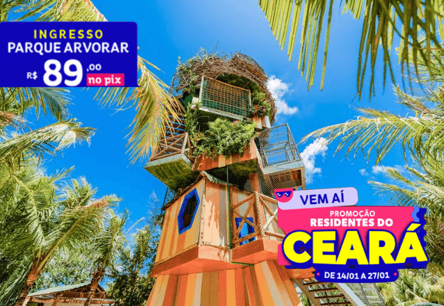 Parque Arvorar - 01 Ingresso de 01 Dia + Sanduíche natural + refrigerante por R$89,00!